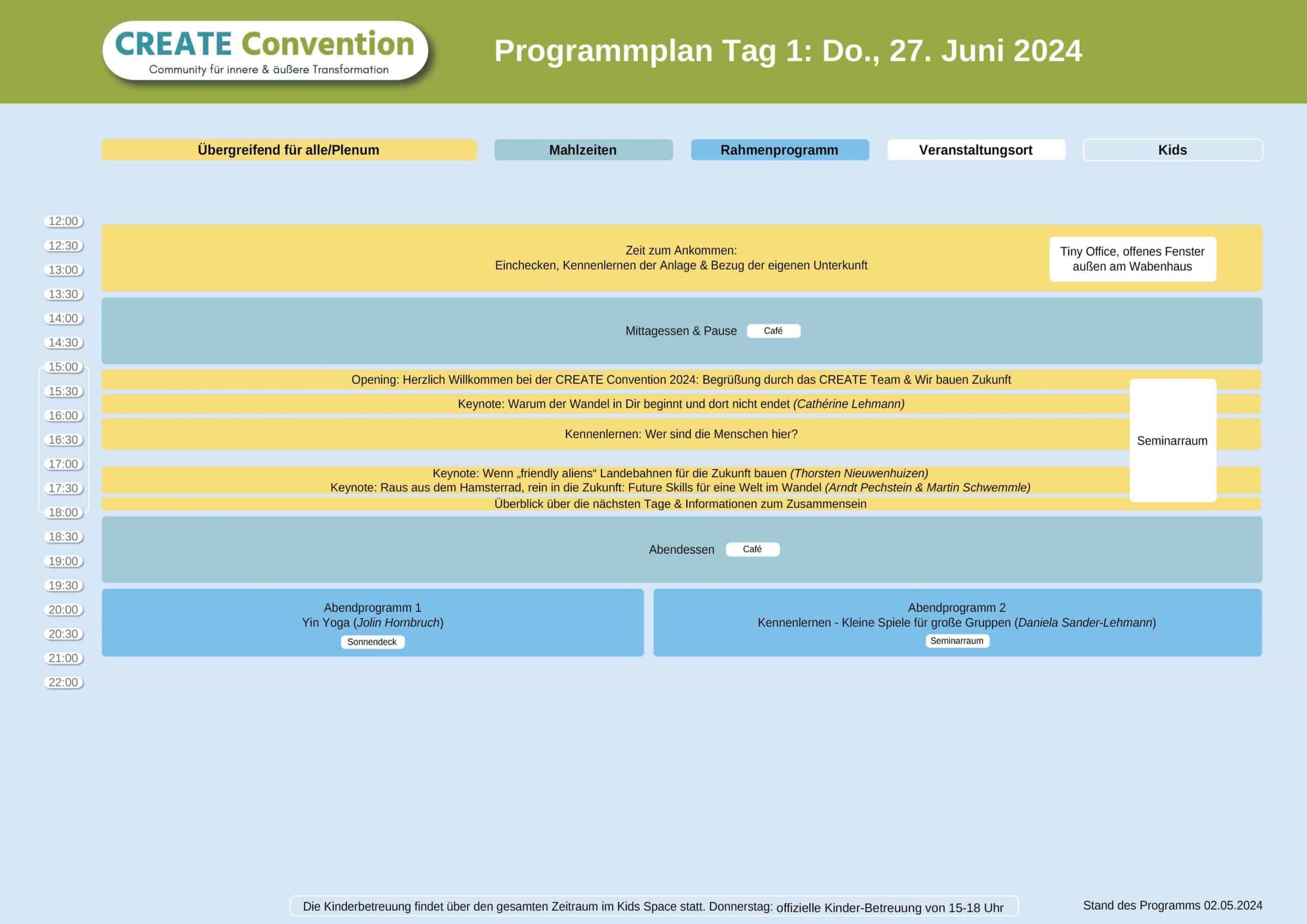CREATE Convention 2024 Prorgamm Tag 1